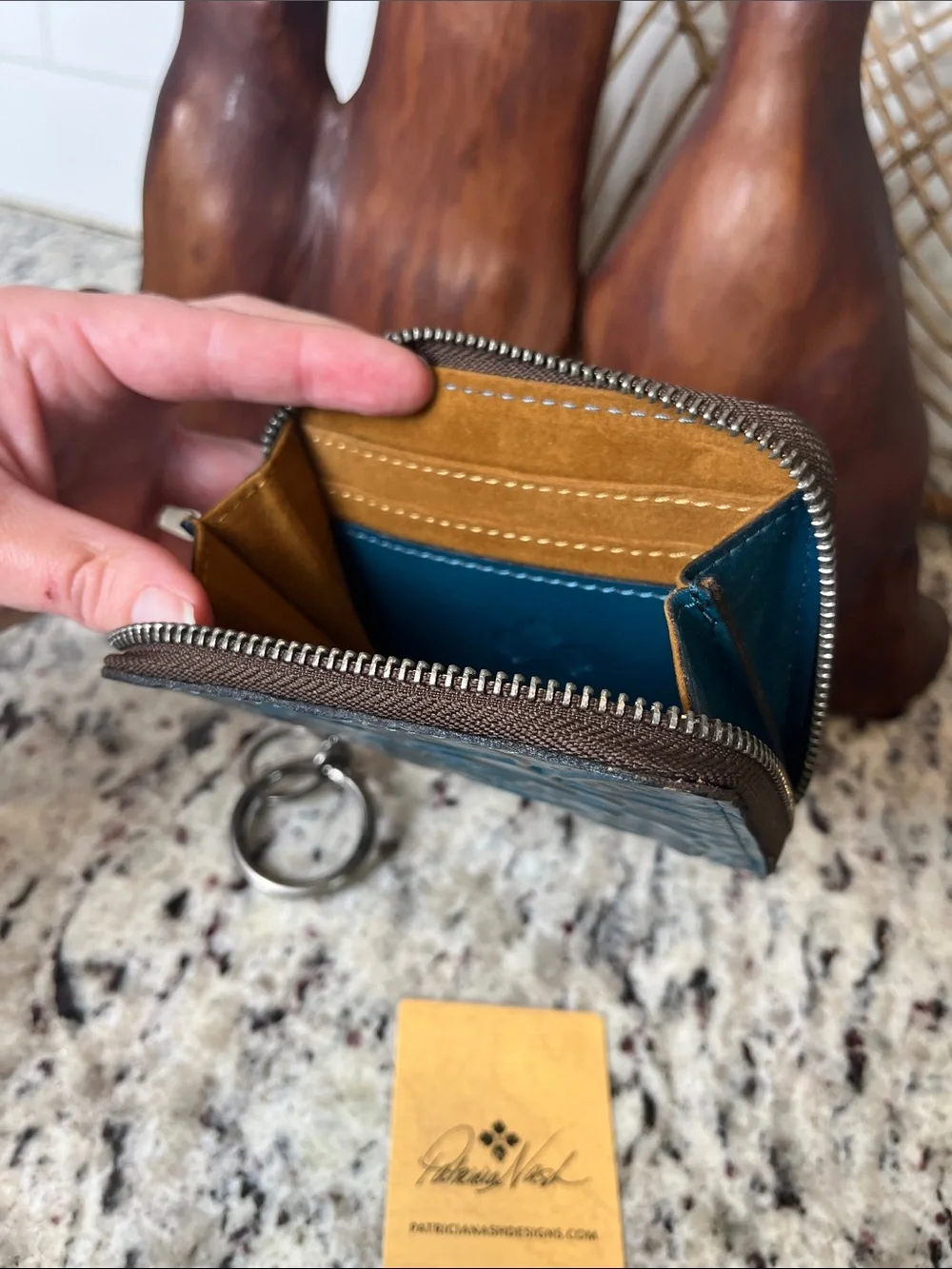 Patricia Nash Embossed Zip Card Wallet with Keyring